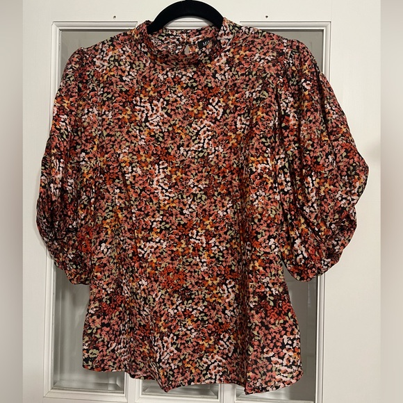 Super Colourful Puffy Sleeved Blouse - Picture 1 of 8
